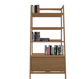 现代实木书架su模型