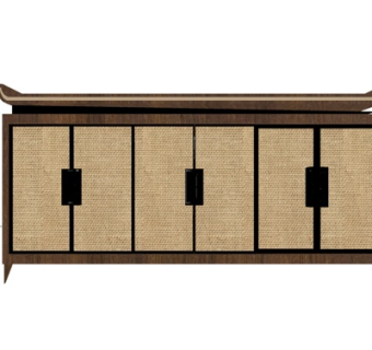 中式实木边柜su模型