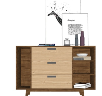 现代实木边柜su模型