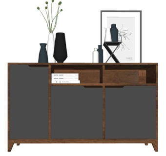 现代实木边柜su模型