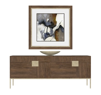 现代实木电视柜su模型