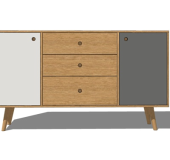 现代实木电视柜su模型