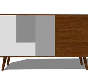 现代实木电视柜su模型