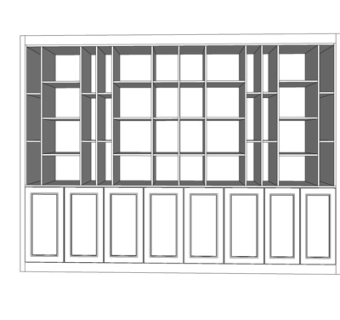 现代实木装饰柜su模型