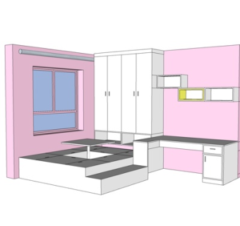 现代实木衣柜su模型