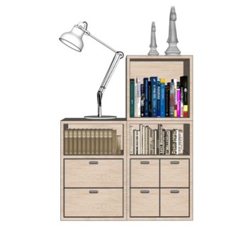 北欧原木书柜su模型