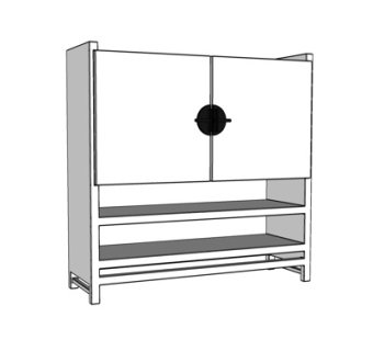 现代实木边柜su模型