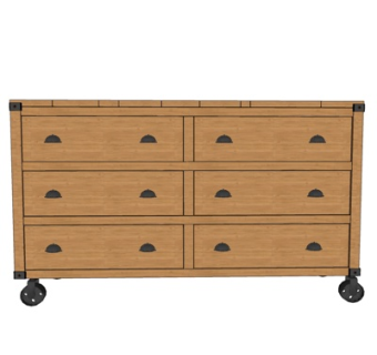 现代实木边柜su模型