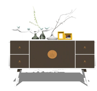 新中式实木电视柜su模型