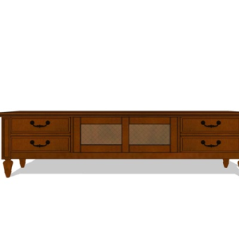 简欧实木电视柜su模型