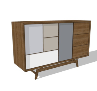 现代实木边柜su模型