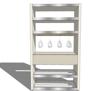 现代实木装饰柜su模型