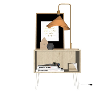 北欧原木边柜su模型