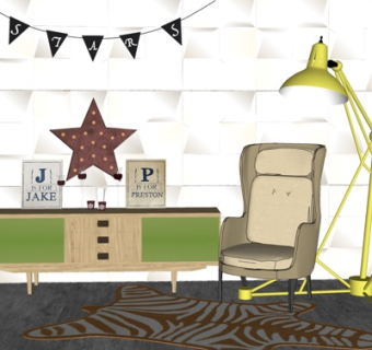 现代实木电视柜su模型