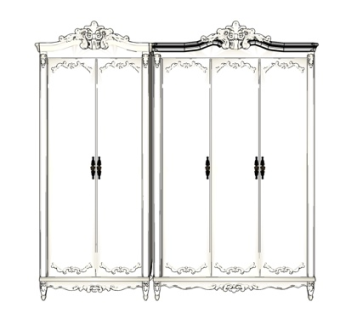 欧式实木衣柜su模型