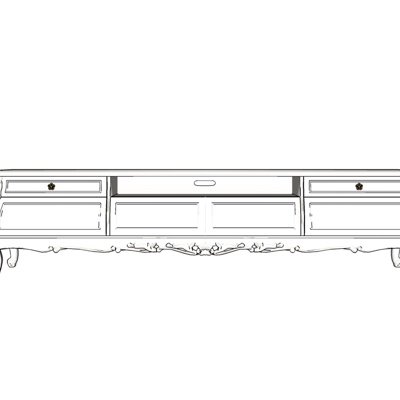 欧式实木电视柜su模型