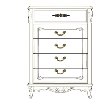 欧式实木边柜su模型