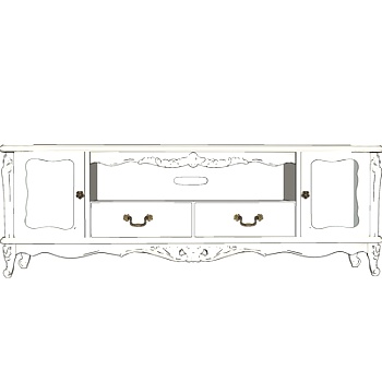 欧式实木电视柜su模型