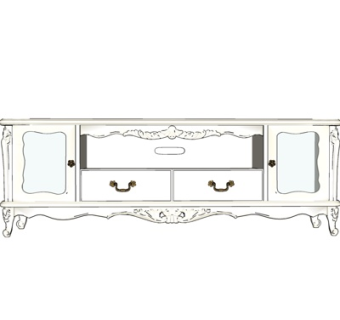 欧式实木电视柜su模型