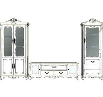 欧式实木衣柜su模型