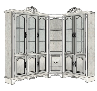 欧式玻璃衣柜su模型