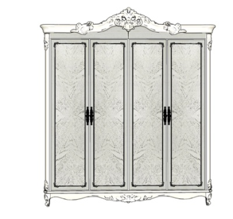 欧式实木衣柜su模型