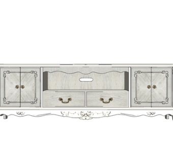 欧式实木电视柜su模型