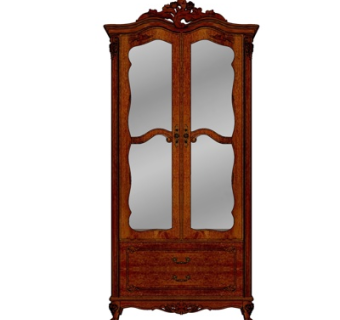 欧式实木衣柜su模型