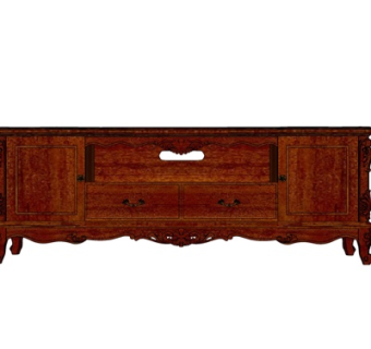 欧式实木电视柜su模型