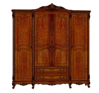 欧式实木衣柜su模型