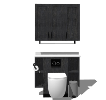 现代实木洗手台su模型