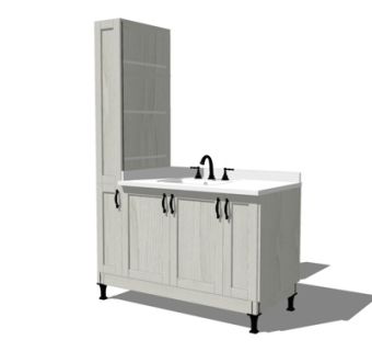 现代实木洗手台su模型