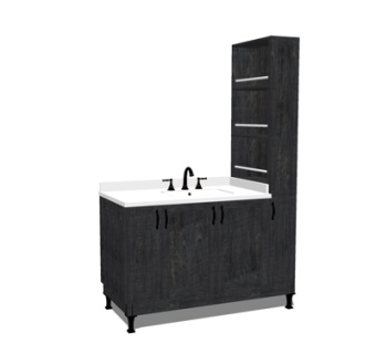 现代实木洗手台su模型