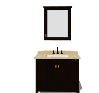 现代实木洗手台su模型