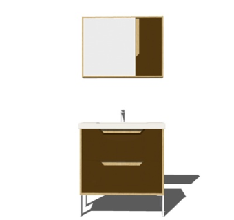 现代实木洗手台su模型