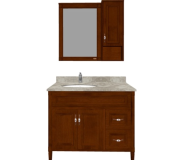 美式实木洗手台su模型