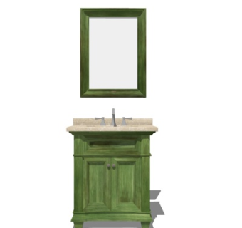 欧式实木洗手台su模型