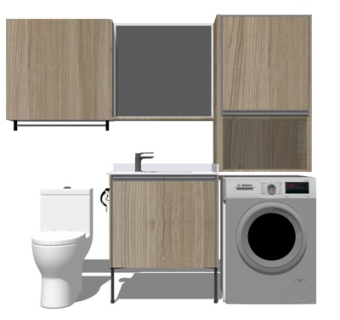 现代洗手台洗衣机su模型