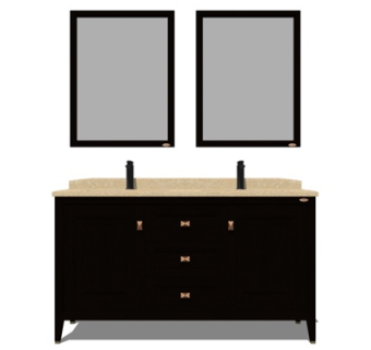 现代实木洗手台su模型