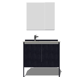 现代实木洗手台su模型