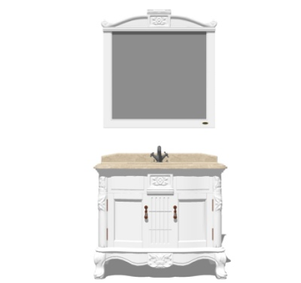 欧式实木洗手台su模型