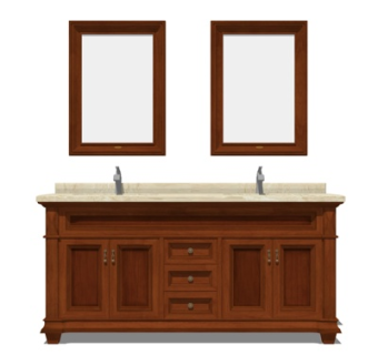 美式实木洗手台su模型