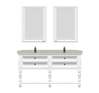 欧式实木洗手台su模型