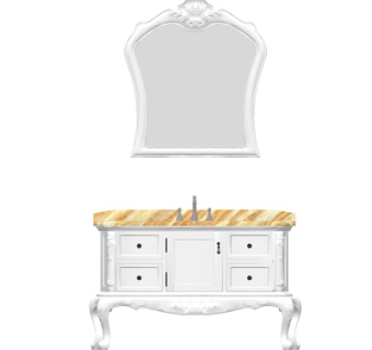 欧式实木洗手台su模型