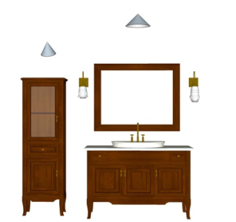美式实木洗手台su模型