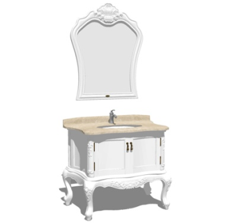 欧式实木洗手台su模型