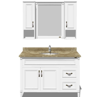 欧式实木洗手台su模型