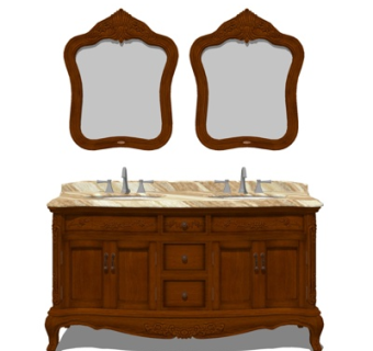 欧式实木洗手台su模型