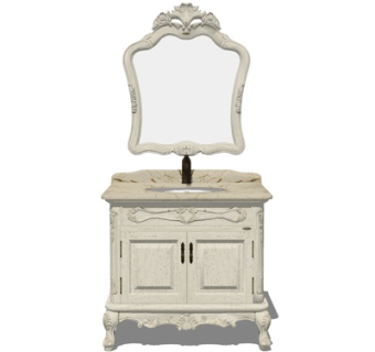 欧式实木洗手台su模型