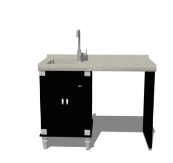 现代实木洗手台su模型